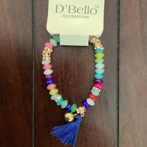 D’Bello Bracelet- multicolor with blue tassel